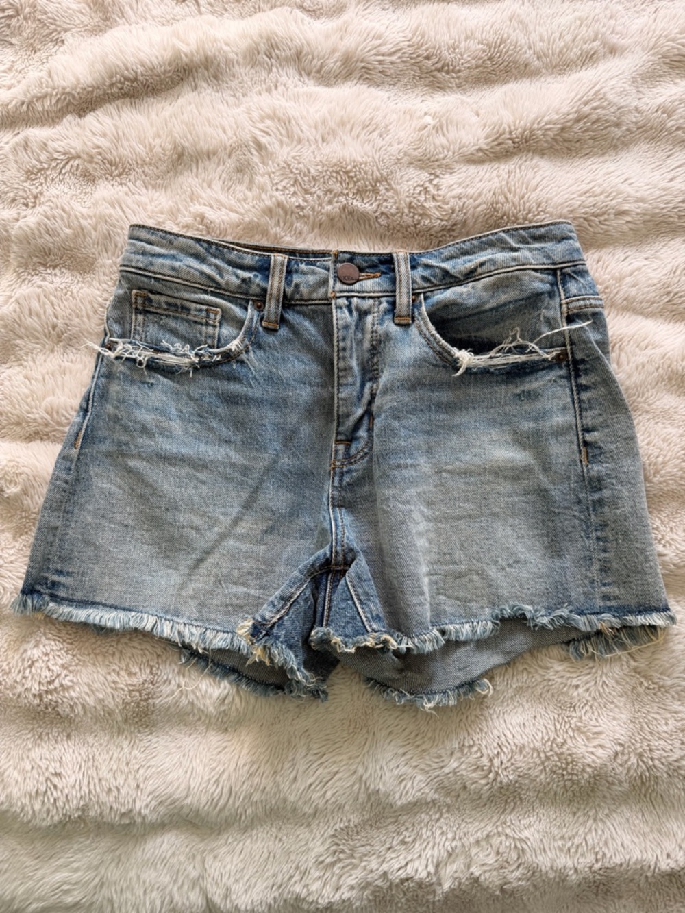 BKE Light Blue Distressed Denim Cutoff Shorts